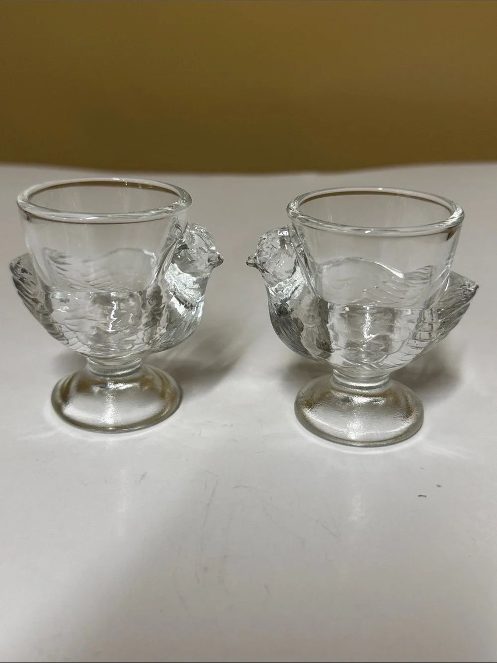 Egg Cup, Clear Glass, Chick Hen Chicken, 2¾